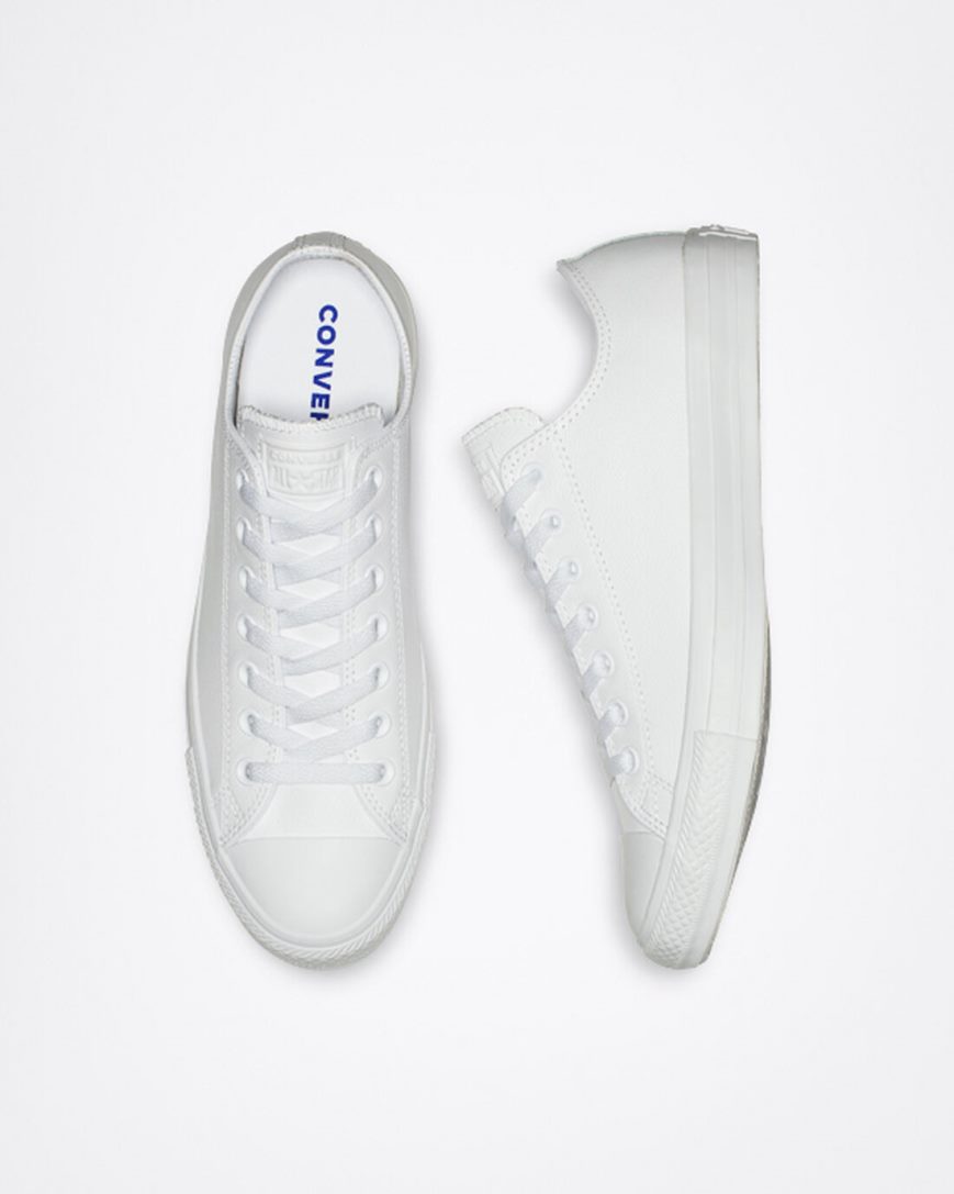 Tenis Converse Chuck Taylor All Star Couro Cano Baixo Feminino Branco | PT V005P43